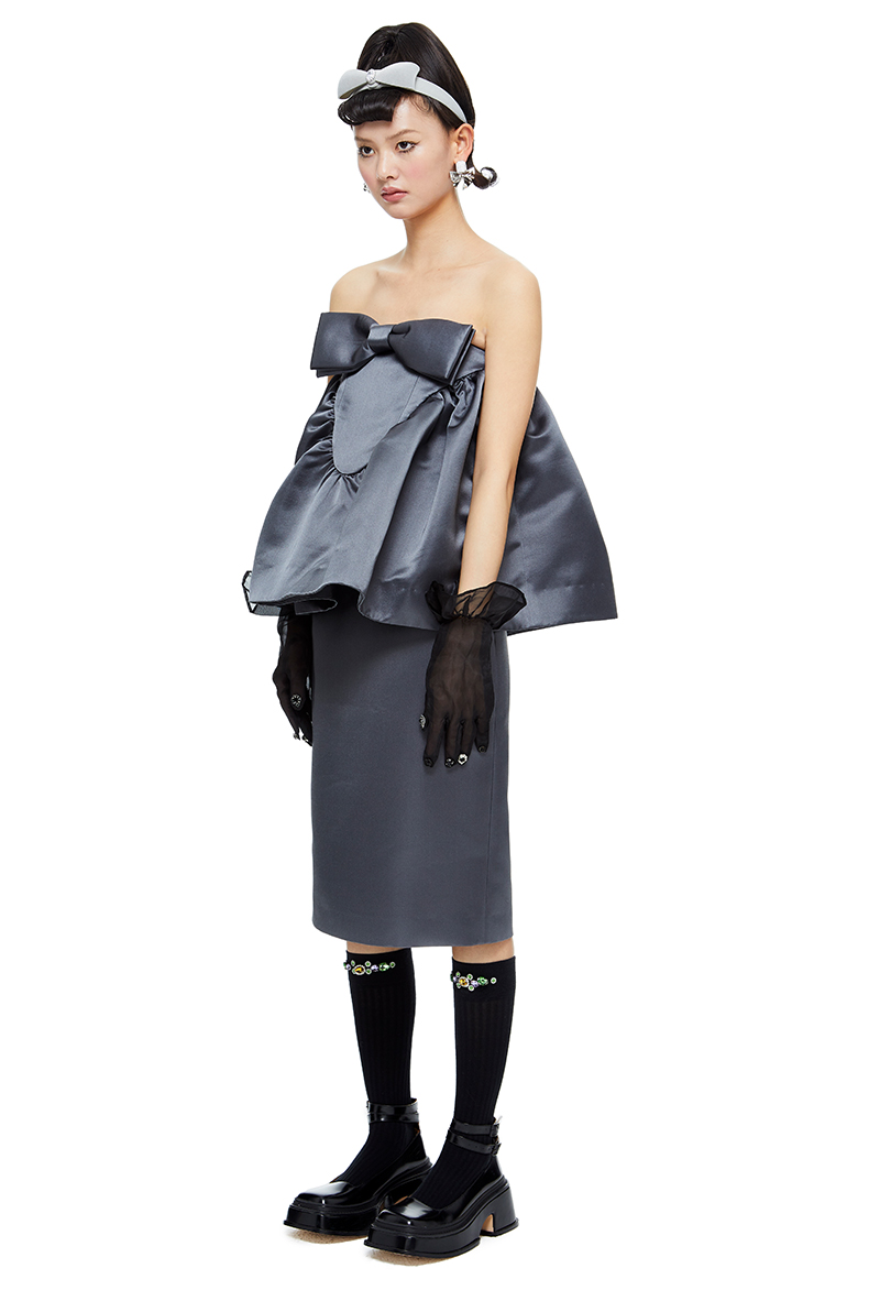 shushutong蝴蝶结抹胸上衣ss21to10sd001gr100