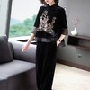 ZQ1788-701 2021新款金丝绒刺绣阔腿裤套装女洋气中年妈妈阔太太两件套潮 商品缩略图2