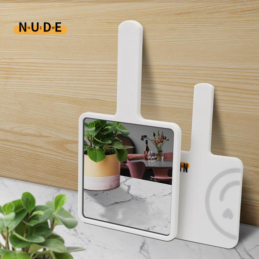 NUDE化妆镜方形手拿小镜子牙科便携可爱高清梳妆镜手柄镜学生女 商品图0