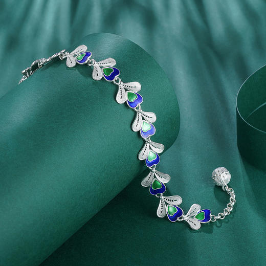 S990心心相印手链【CSL000010】彩爱心 花丝珐琅彩2101 商品图3