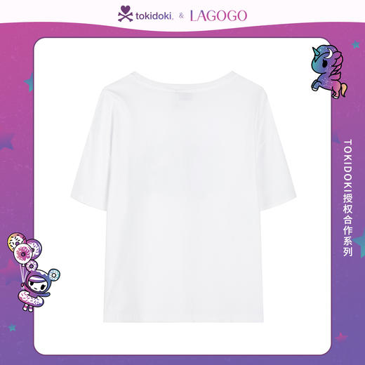 Lagogo拉谷谷2021新款撞色独角兽图案装饰T恤女KATT313A07 商品图1