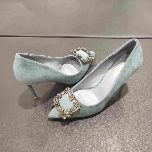 lfgj jeans bc905尖头水钻方扣细跟高跟女鞋 商品图4