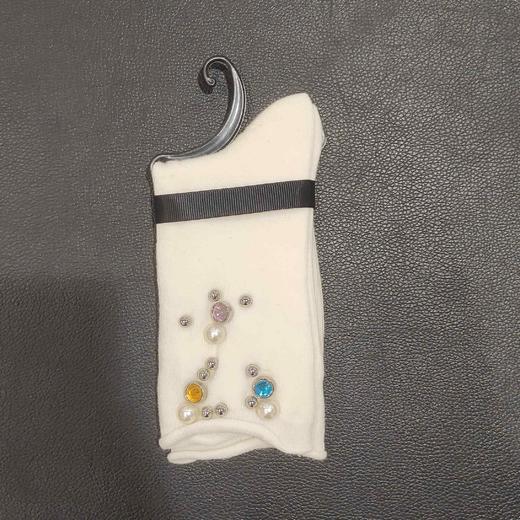 lfgj sd-1016-5设计师款水钻珠珠休闲女袜 商品图0