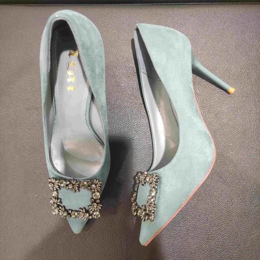 lfgj jeans bc905尖头水钻方扣细跟高跟女鞋 商品图2