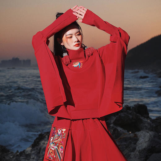 寂黑无忌绣花宽松卫衣 | 杨老师同款 |  现货加急发 商品图7