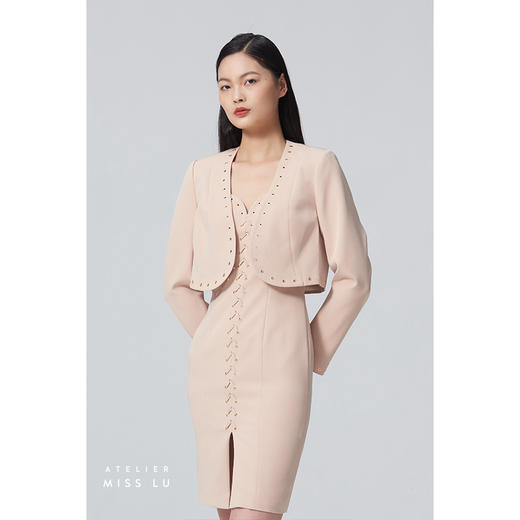 【焦糖皮囊】强势金属气眼设计垫肩短款造型裸驼色外套/00183 商品图0