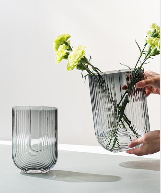 轻奢简约透明 U型玻璃花瓶-1005灰-1006灰 商品图1