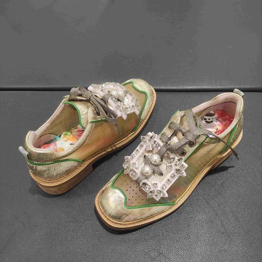 LFGJ 6423 时尚镂空透气水钻方扣平底女鞋 商品图5