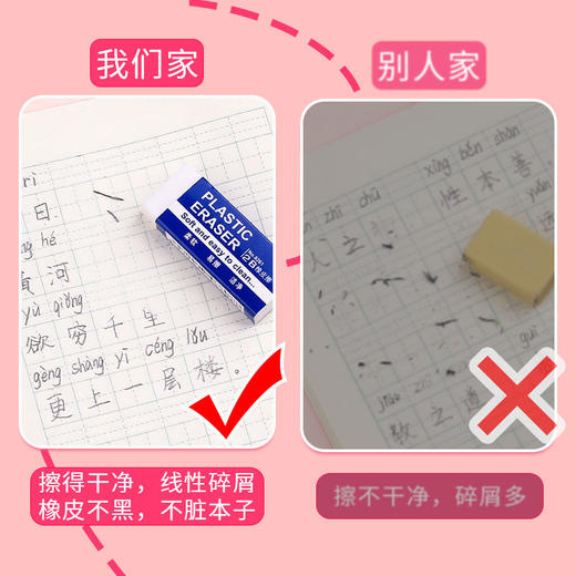 【少屑易擦，柔软不伤纸】橡皮擦中小学生专用考试2B橡皮擦不留痕儿童无毒无碎屑美术素描成线超干净卡通学习文具用品 商品图1