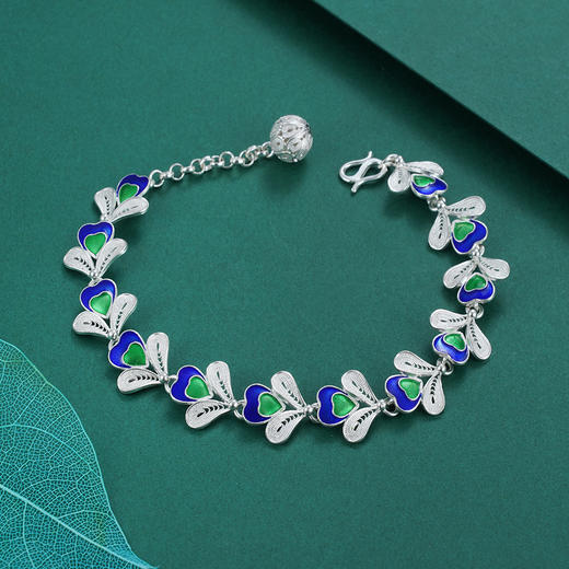 S990心心相印手链【CSL000010】彩爱心 花丝珐琅彩2101 商品图0