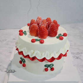 复古手绘-草莓奶油蛋糕（提早5小时预定）