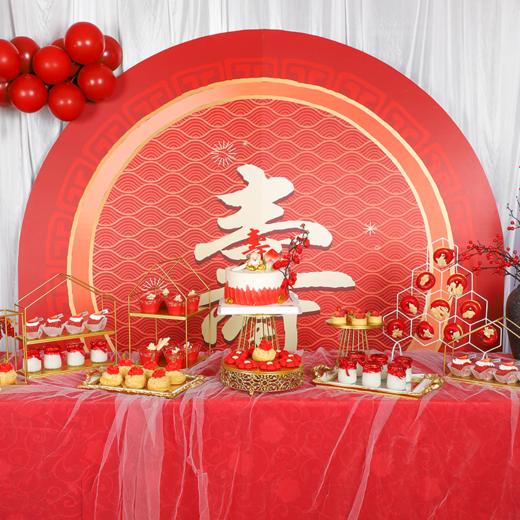 红色寿系甜品台定制 商品图0