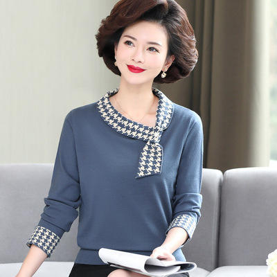 XX- 638260802842 妈妈装2021早春装新款中老年女装春秋上衣洋气打底衫时尚 商品图3