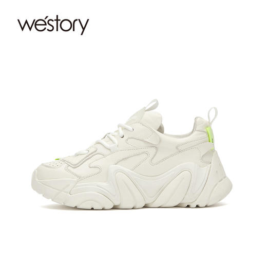 westory老爹鞋女2021春季新款小牛皮厚底增高运动鞋潮W21AM52811 商品图1