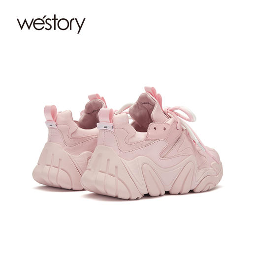 westory女鞋2021春季新款牛皮纯色厚底老爹鞋深口运动鞋52831 商品图2