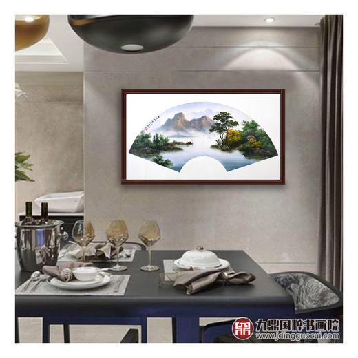 孔威《青山秀水》扇面 50*70cm 油画扇面作品 客厅/玄关挂画 商品图2
