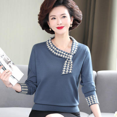 XX- 638260802842 妈妈装2021早春装新款中老年女装春秋上衣洋气打底衫时尚 商品图0