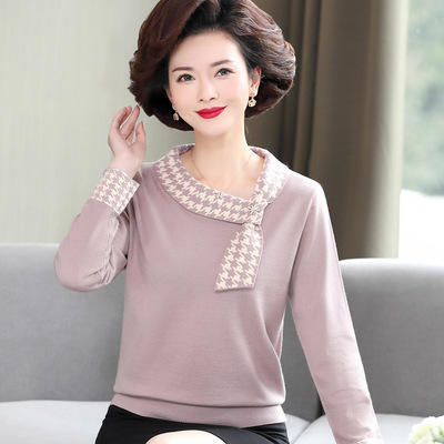 XX- 638260802842 妈妈装2021早春装新款中老年女装春秋上衣洋气打底衫时尚 商品图4