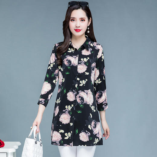 YWE  SY2137时尚气质优雅长袖印花雪纺衫【优】 商品图2