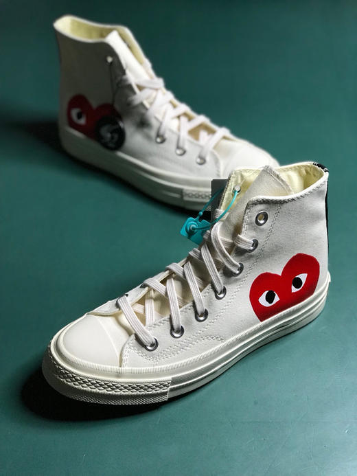 白色1970s 匡威川久保玲 play爱心联名 商品图8