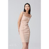 【丽比戴安娜】方领气眼绑带曲线设计吊带裸驼色修身连衣裙/0000693 商品缩略图1