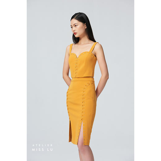 【桃乐茜的来信】爱心领气眼绑带设计吊带夏橘短款上衣/00184B 商品图2