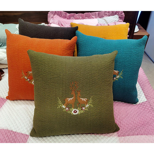 客厅沙发抱枕靠垫办公室护腰棉麻靠枕套正方形枕头 商品图0