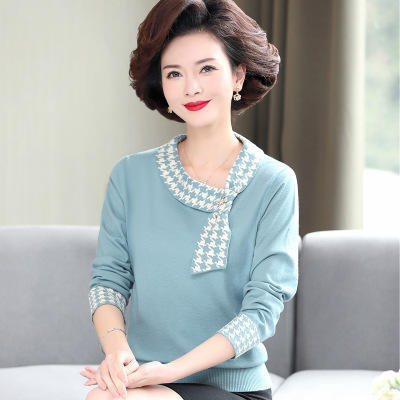 XX- 638260802842 妈妈装2021早春装新款中老年女装春秋上衣洋气打底衫时尚 商品图1