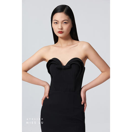 【戏梦罗马】立裁抹胸设计黑色短款修身连衣裙/0000662 商品图2