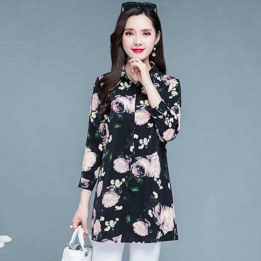 YWE  SY2137时尚气质优雅长袖印花雪纺衫【优】 商品图3