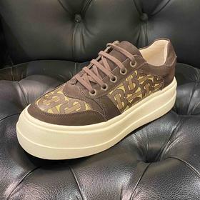 LFGJ 6116 真皮厚底休闲低帮单鞋百搭平底豹纹板鞋