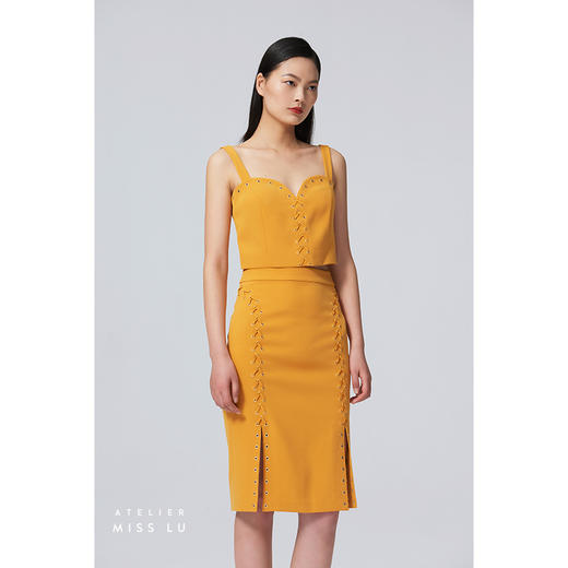 【桃乐茜的来信】爱心领气眼绑带设计吊带夏橘短款上衣/00184B 商品图1