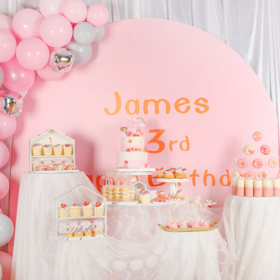 粉色宝宝生日宴甜品台定制