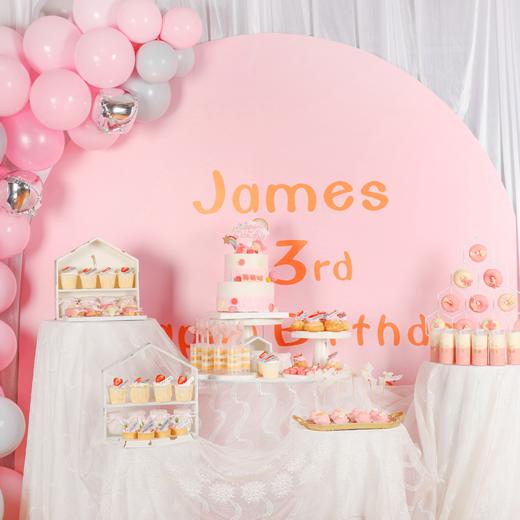 粉色宝宝生日宴甜品台定制 商品图0