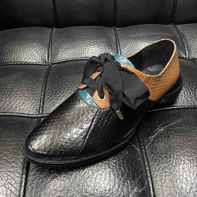 LFGJ 1128中性平底拼色系带单鞋