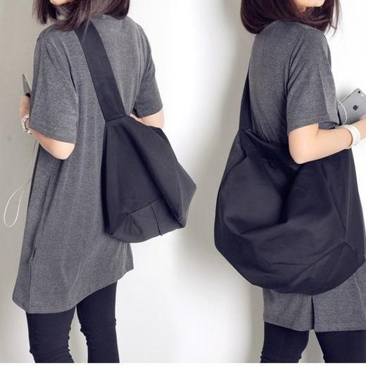 韩国ulzzang斜跨包港风原宿纯色大包男女单肩斜挎包大容量健身包 商品图0