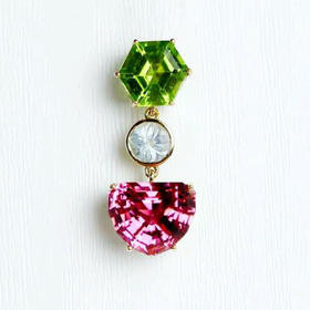 【珝设计】撞色桃红碧玺挂件