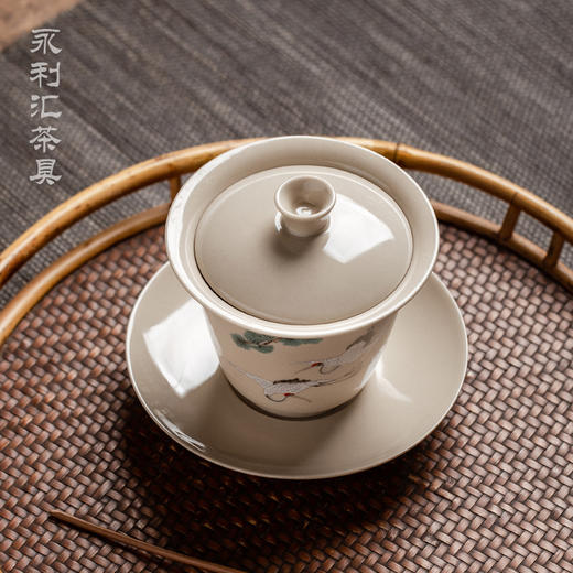 永利汇三才盖碗马蹄单个小泡茶杯茶碗功夫茶具陶瓷三炮台 商品图3