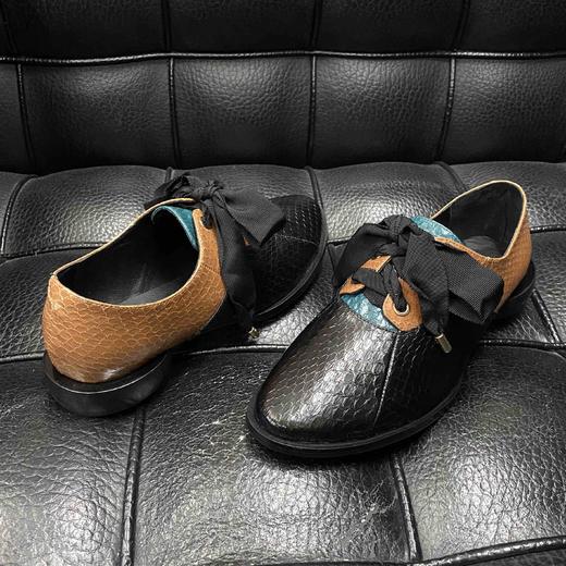 LFGJ 1128中性平底拼色系带单鞋 商品图2