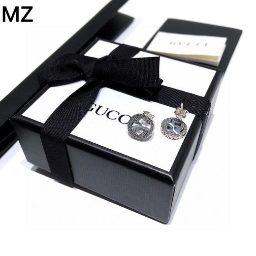 Gucci古驰仿古纯银雕花立体双G图案 耳钉 商品图1