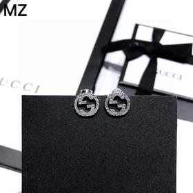 Gucci古驰仿古纯银雕花立体双G图案 耳钉