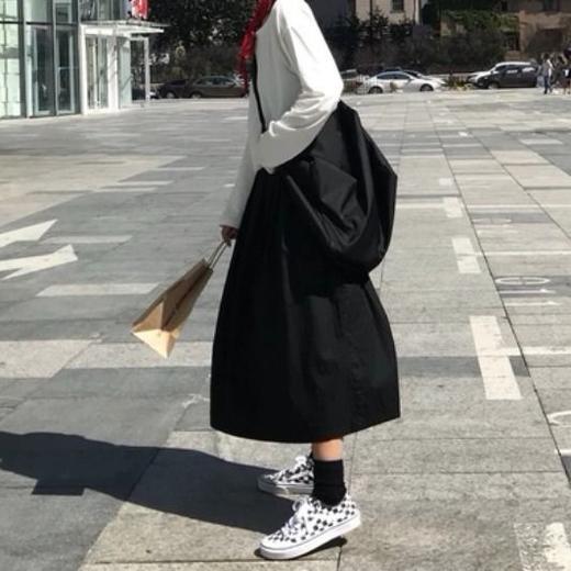 韩国ulzzang斜跨包港风原宿纯色大包男女单肩斜挎包大容量健身包 商品图7