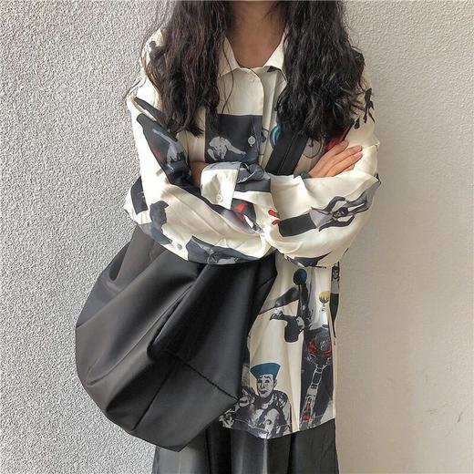 韩国ulzzang斜跨包港风原宿纯色大包男女单肩斜挎包大容量健身包 商品图10