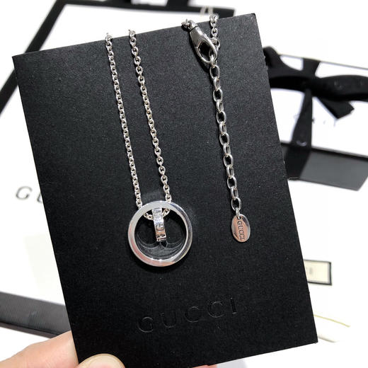Guc*i  纯银双环圆圈项链 商品图5