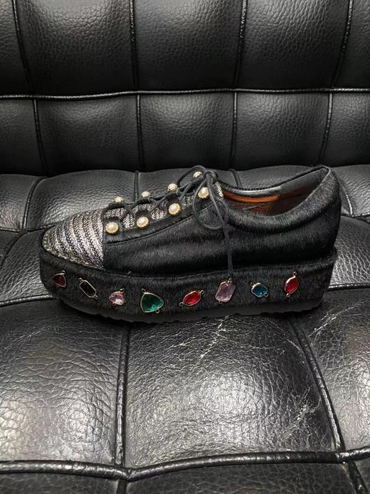 LFGJ 3836 设计师款编织马毛松糕底女鞋 商品图1