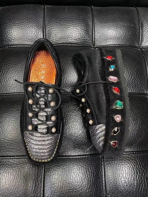 LFGJ 3836 设计师款编织马毛松糕底女鞋 商品图4