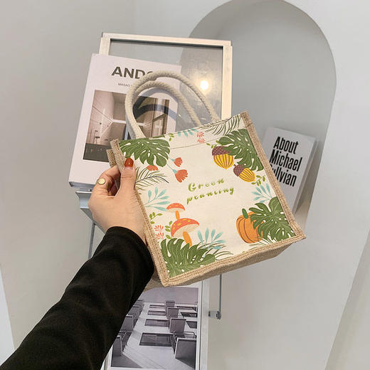 原创简约麻布包日韩女手提包包 商品图3