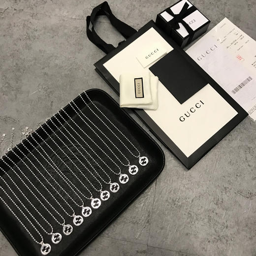 Gucci纯银 Interlocking G吊坠 珠串项链 中号 商品图3