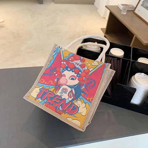 原创简约麻布包日韩女手提包包 商品图4