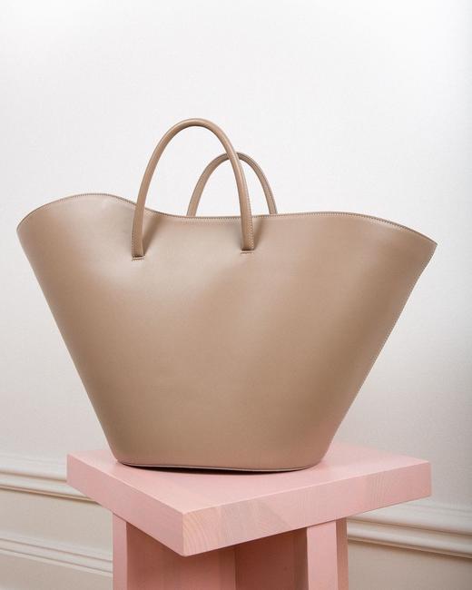 Little Liffner 栗棕色/灰褐色/米白色大号牛皮郁金香型手提包 商品图2